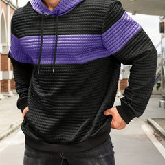 Rory | Textured Colour-Block Hoodie with Front Pocket - Purple