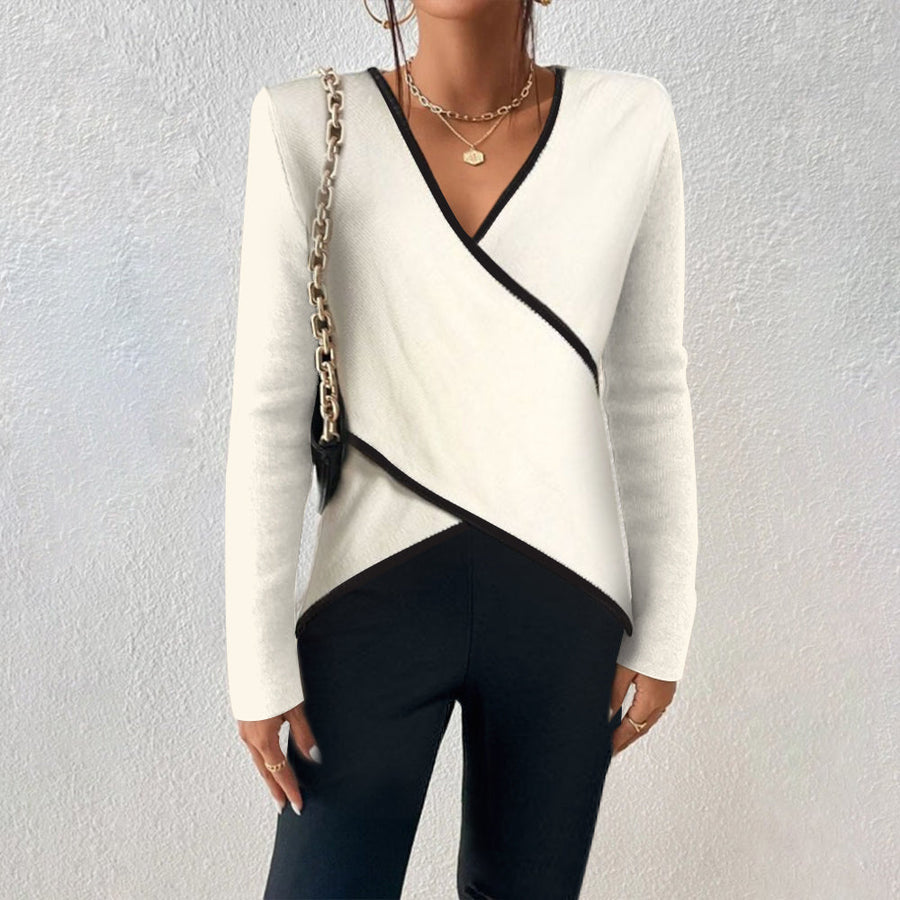 Mirabel | Lightweight Fitted Jumper with Elongating V-Neck - White