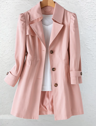 Josie | Tailored Trench Coat with Vintage Collar - Pink