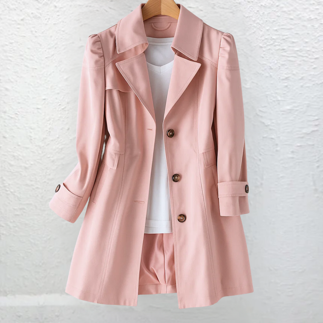 Josie | Tailored Trench Coat with Vintage Collar - Pink