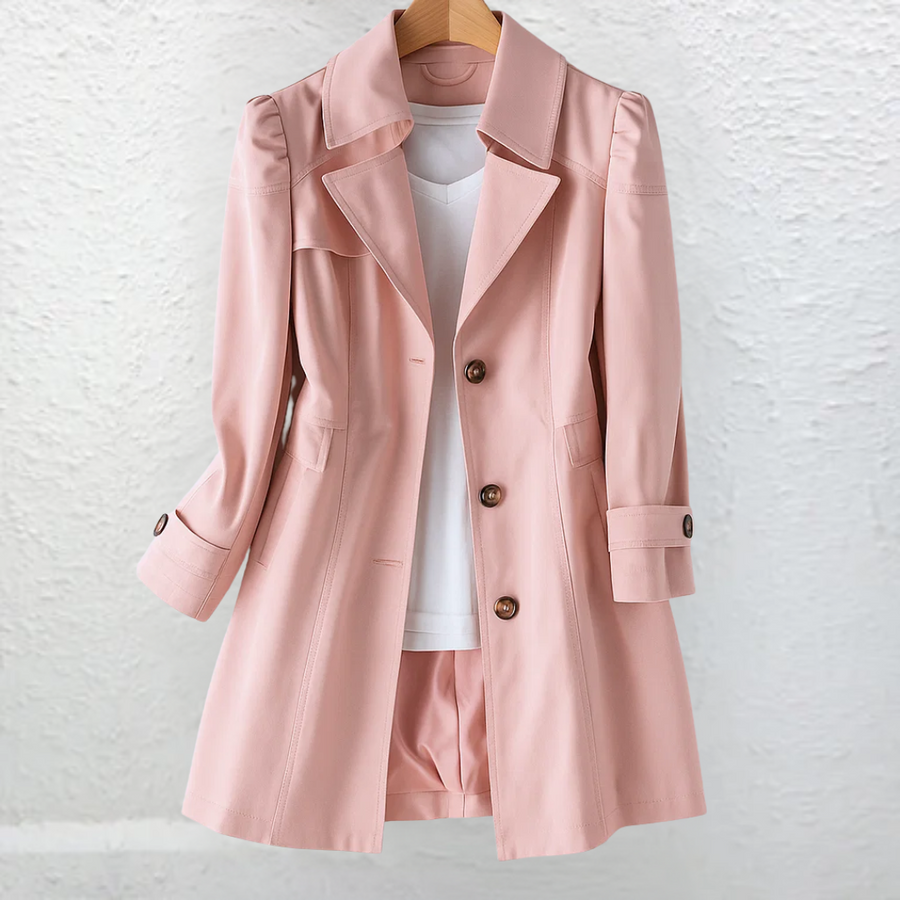 Josie | Tailored Trench Coat with Vintage Collar - Pink