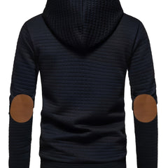 Hamish | Textured Relaxed Hoodie with Contrast Elbow Patches