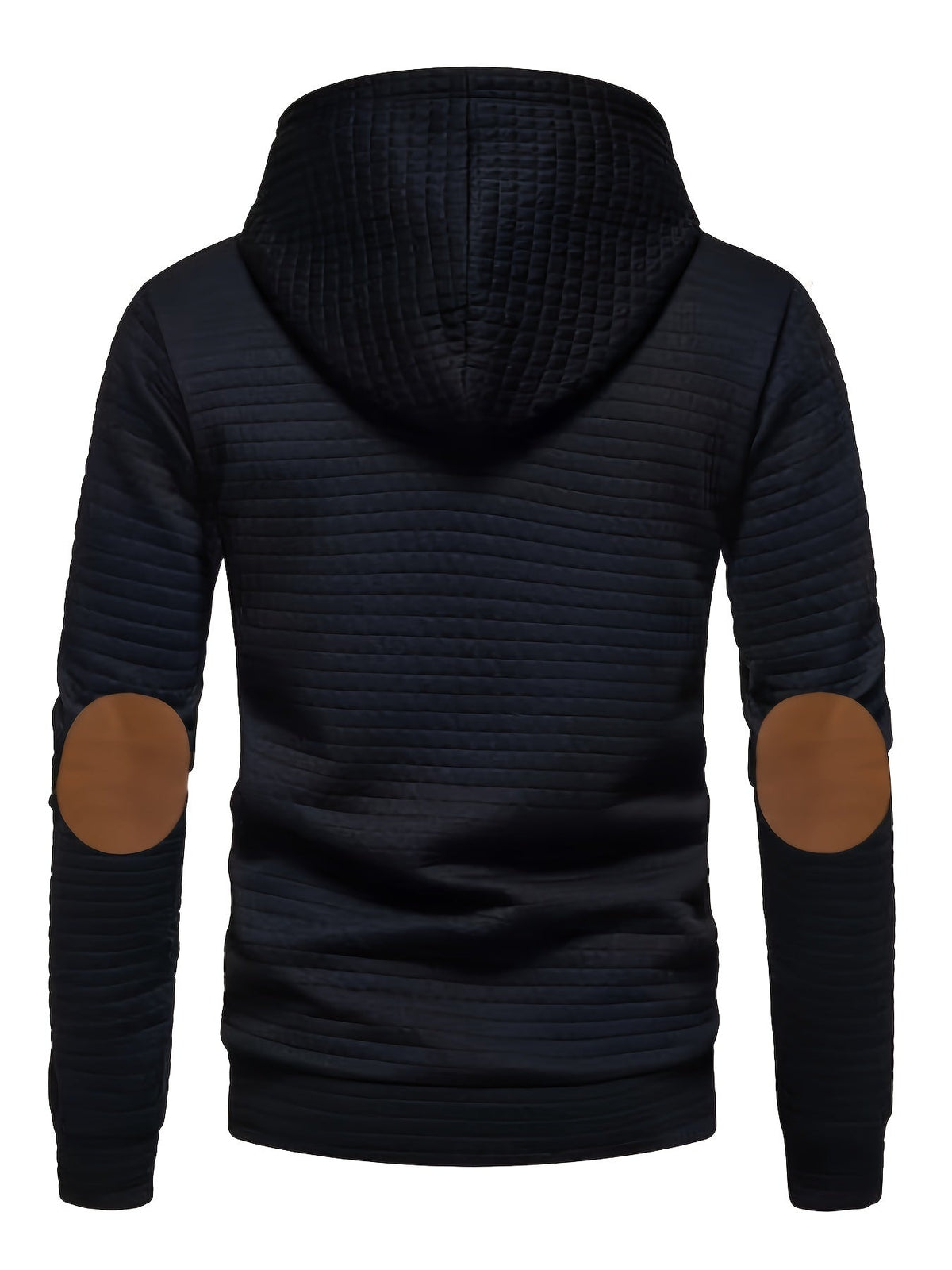 Hamish | Textured Relaxed Hoodie with Contrast Elbow Patches