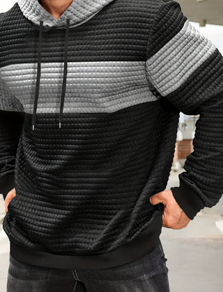 Rory | Textured Colour-Block Hoodie with Front Pocket - Light Grey