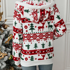 Noelle | Cosy Festive Hooded Cardigan with Zip Front
