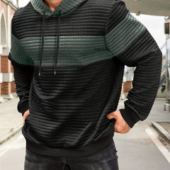 Rory | Textured Colour-Block Hoodie with Front Pocket - Medium Grey