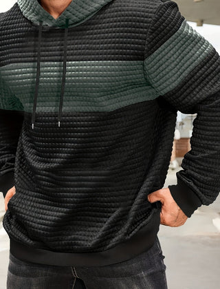Rory | Textured Colour-Block Hoodie with Front Pocket - Medium Grey