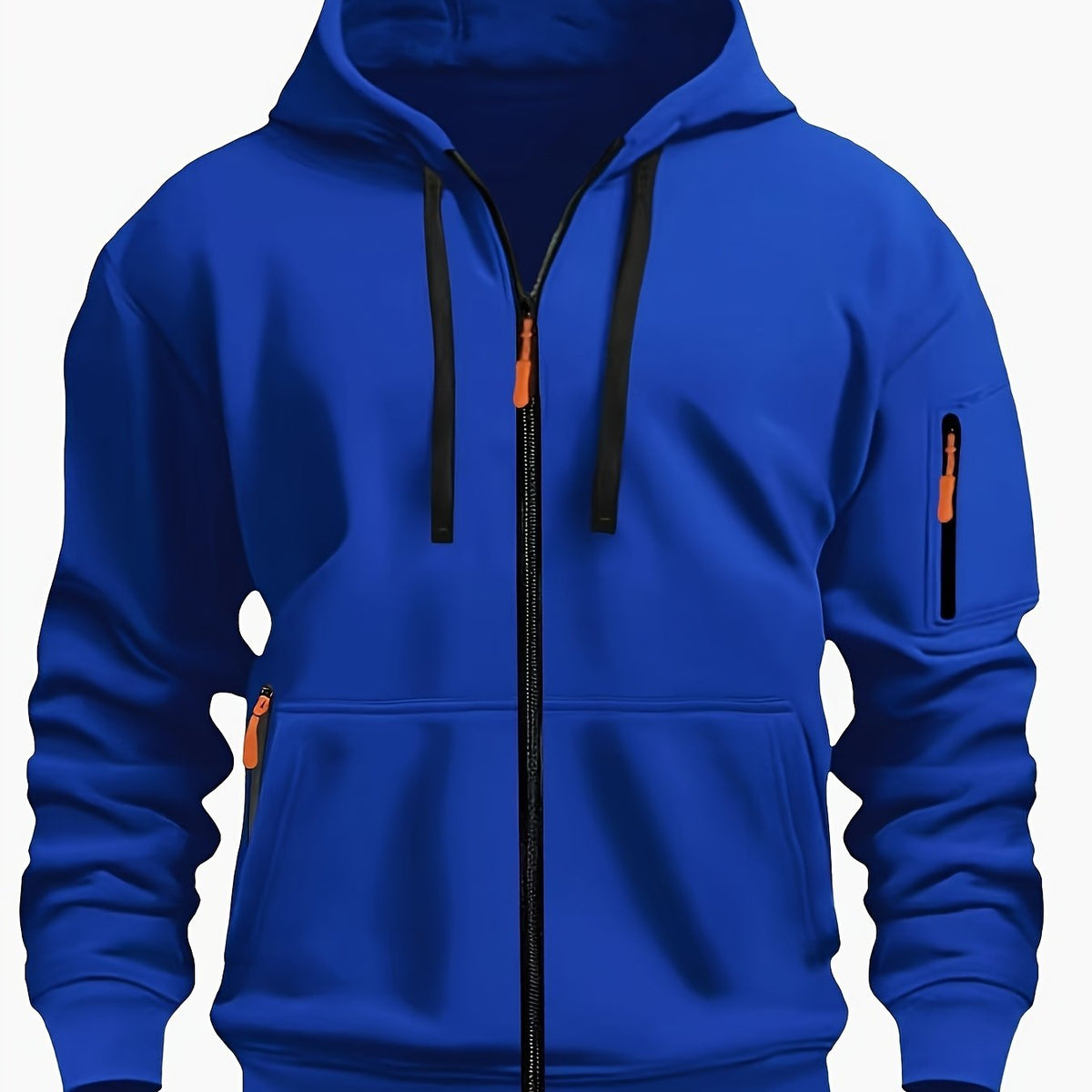 Ewan | Everyday Zip-Up Hoodie with Drawstring Hood - Royal Blue