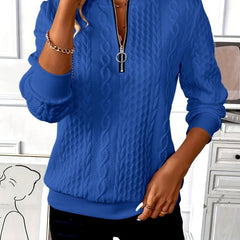 Freya | Relaxed Cable-Knit Cardigan with Zip Front - Blue