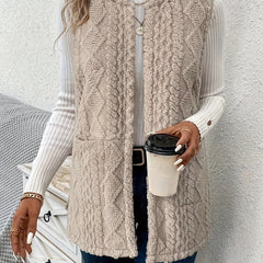 Textured Longline Gilet with Open Front