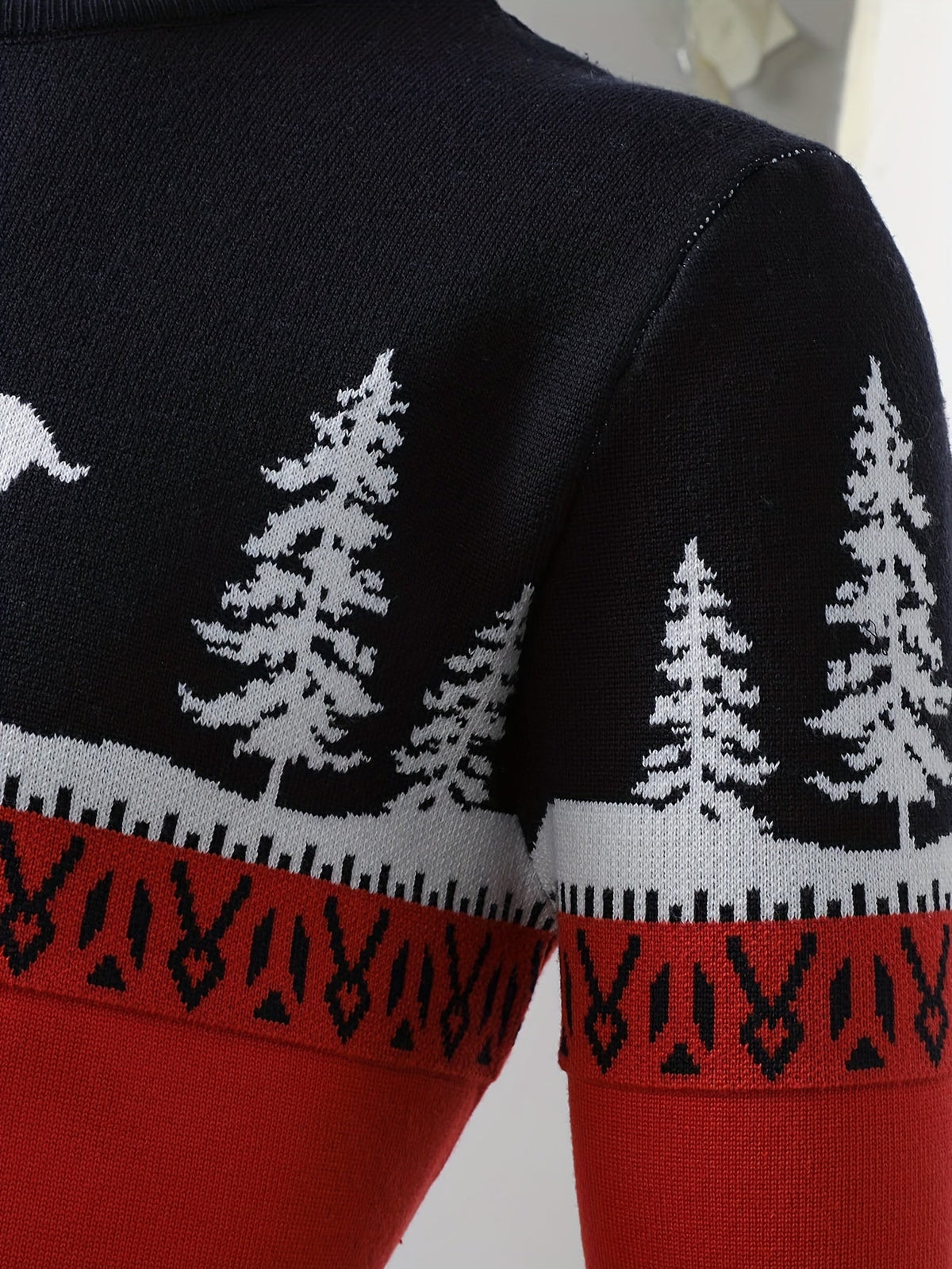 Fergus | Festive Crew Neck Jumper with Reindeer and Pine Design