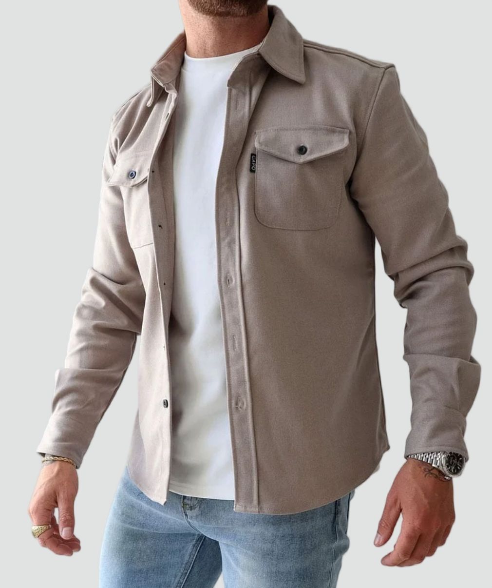 Classic Shirt Jacket with Flap Chest Pockets