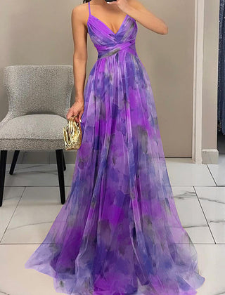 Honora | Flowing Maxi Dress with Floor-Length Skirt - Purple