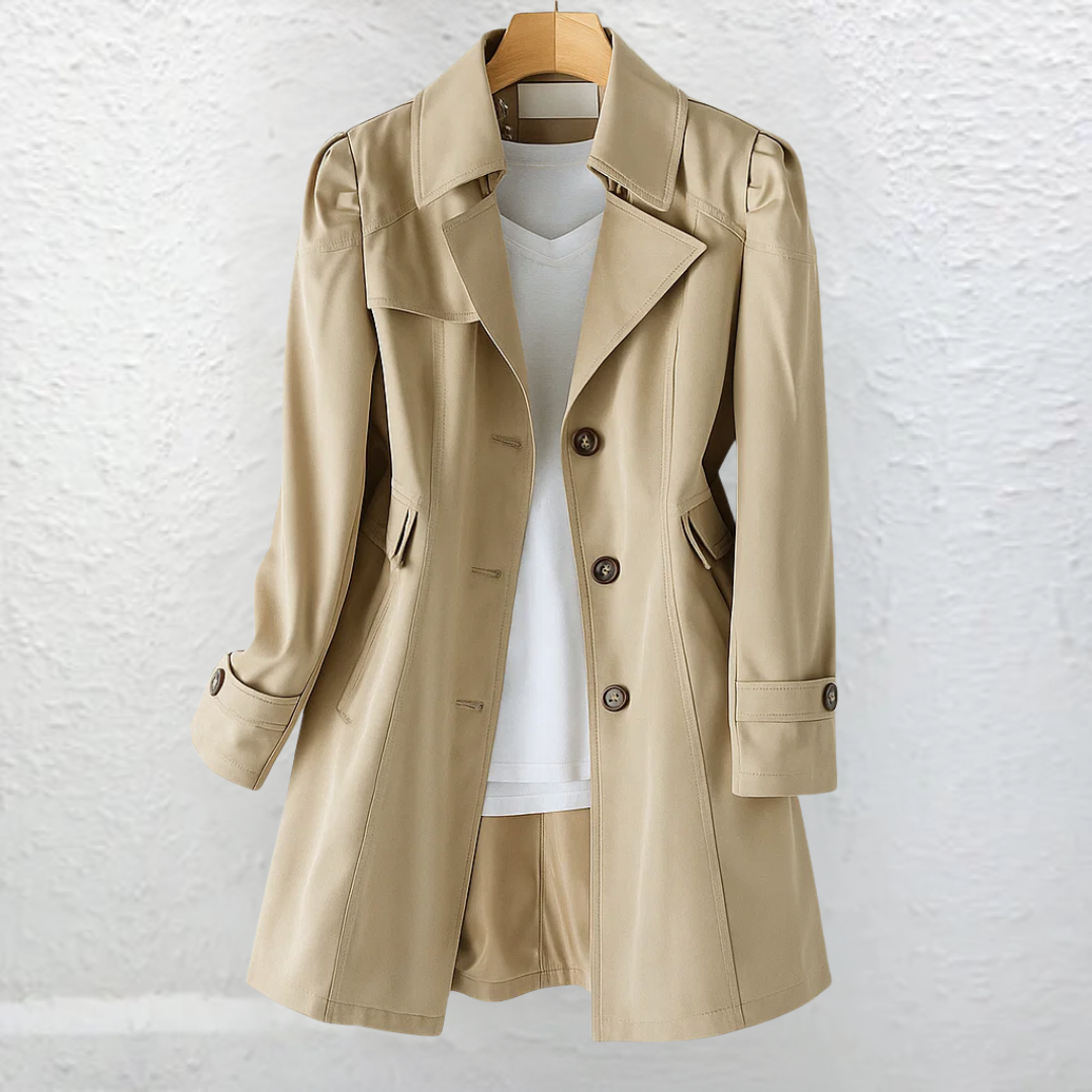 Josie | Tailored Trench Coat with Vintage Collar - Khaki