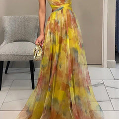 Honora | Flowing Maxi Dress with Floor-Length Skirt - Yellow