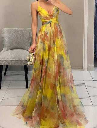 Honora | Flowing Maxi Dress with Floor-Length Skirt - Yellow