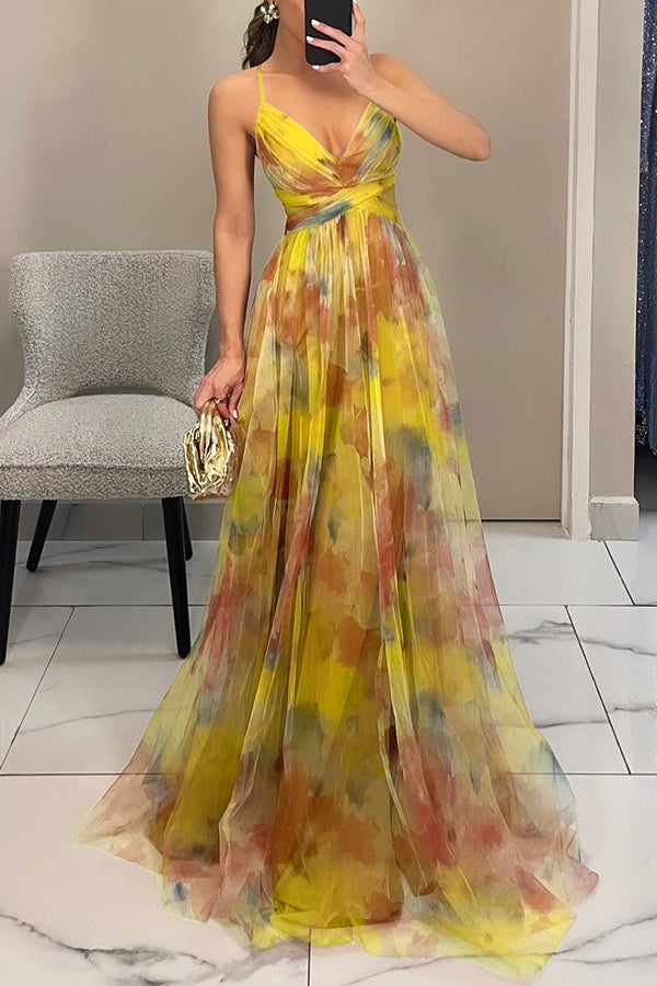 Honora | Flowing Maxi Dress with Floor-Length Skirt - Yellow