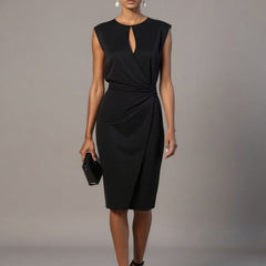 Katerina | Classic Fitted Dress with Cap Sleeves - Black