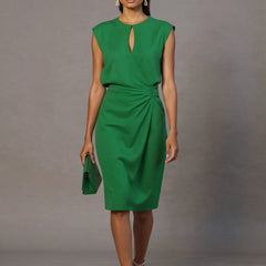 Katerina | Classic Fitted Dress with Cap Sleeves - Green