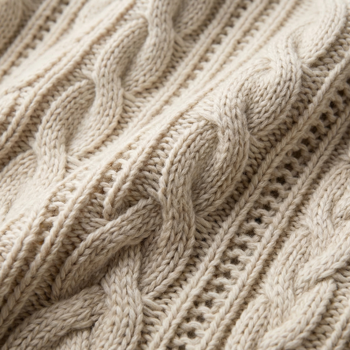 Cable Knit Turtleneck Sweater with Open Knit Detail