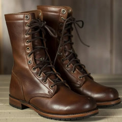 Vesper | Structured Combat Boots with Fold-Down Cuff - Dark Brown