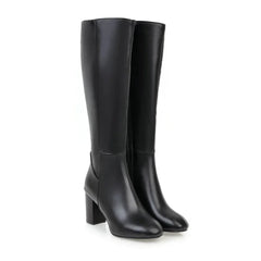 Wren Sleek Knee-High Boots with Side Zip - Black