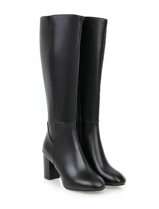 Wren Sleek Knee-High Boots with Side Zip - Black