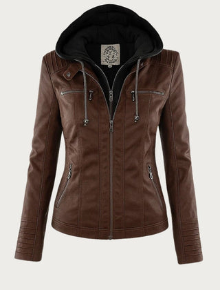 Dashiell Structured Biker Jacket - Dark Brown