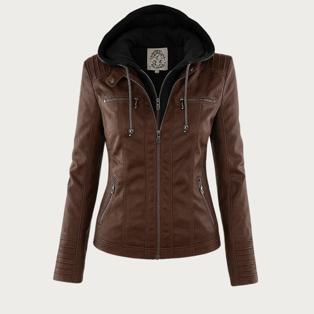 Dashiell Structured Biker Jacket - Dark Brown