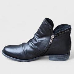 Cecily | Ruched Ankle Boots with Angled Side Zip
