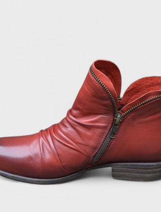 Cecily | Ruched Ankle Boots with Angled Side Zip