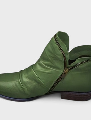 Cecily | Ruched Ankle Boots with Angled Side Zip