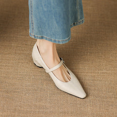 Eleanor | Pointed Toe Mary Janes with Buckle Strap