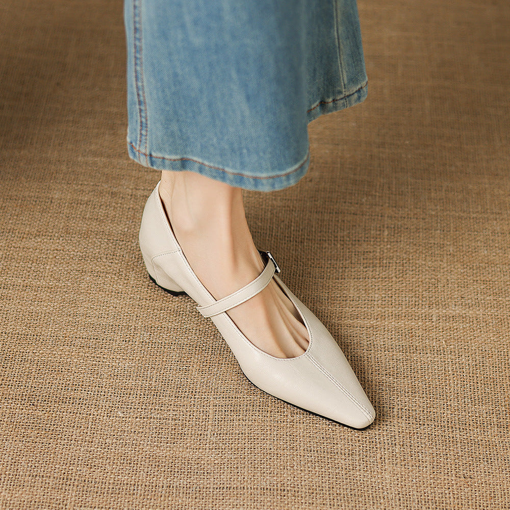 Eleanor | Pointed Toe Mary Janes with Buckle Strap