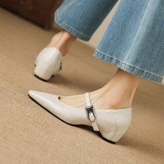 Eleanor | Pointed Toe Mary Janes with Buckle Strap
