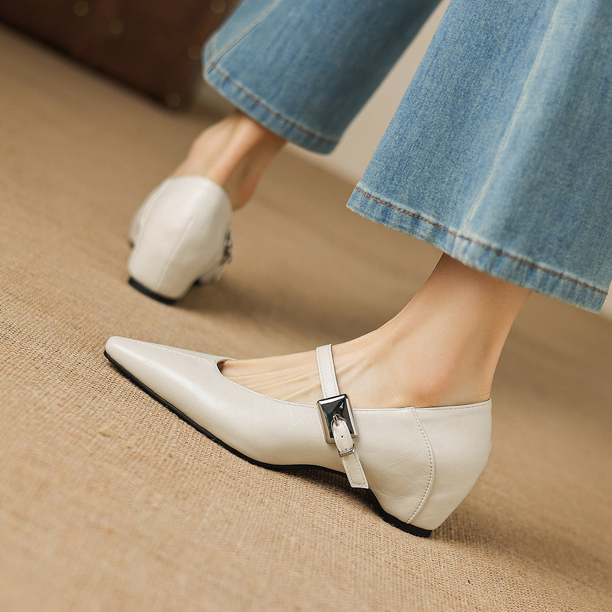 Eleanor | Pointed Toe Mary Janes with Buckle Strap