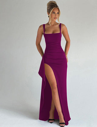 Jessamy | Sleek Slip Maxi Dress with Open Back - Purple
