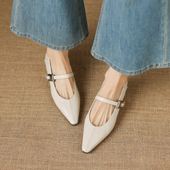 Eleanor | Pointed Toe Mary Janes with Buckle Strap
