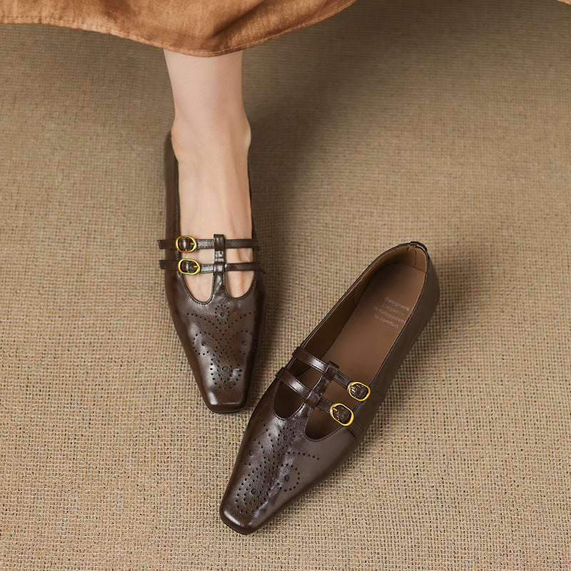 Matilda | Brogue Mary Jane Flats with Double Straps