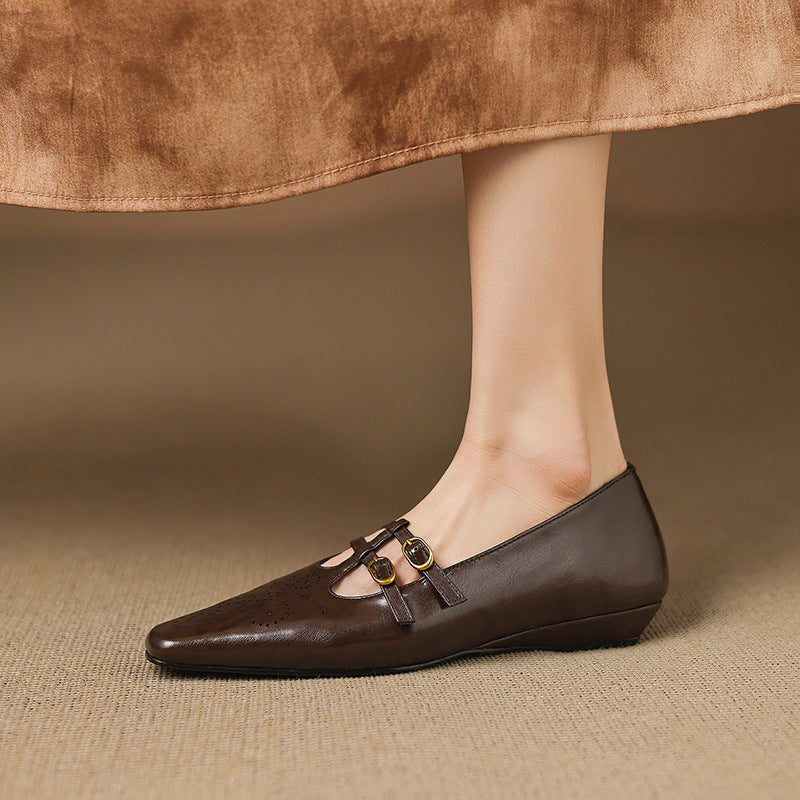 Matilda | Brogue Mary Jane Flats with Double Straps
