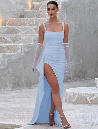 Jessamy | Sleek Slip Maxi Dress with Open Back - Blue