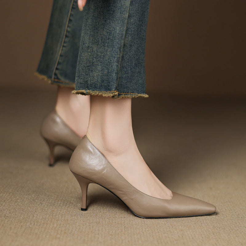 Camille | Pointed Toe Court Shoes with Slim Heel