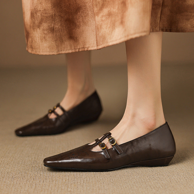 Matilda | Brogue Mary Jane Flats with Double Straps