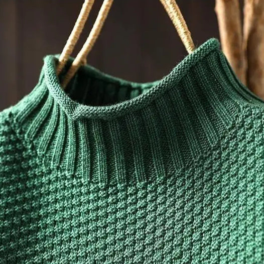 Aurelia | Relaxed Textured Jumper with Ribbed Mock Neck