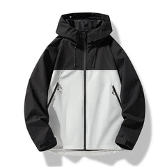 Finlay | All-Weather Shell Jacket with Adjustable Hood - Black and White