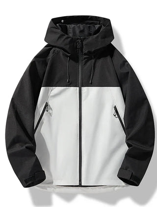 Finlay | All-Weather Shell Jacket with Adjustable Hood - Black and White
