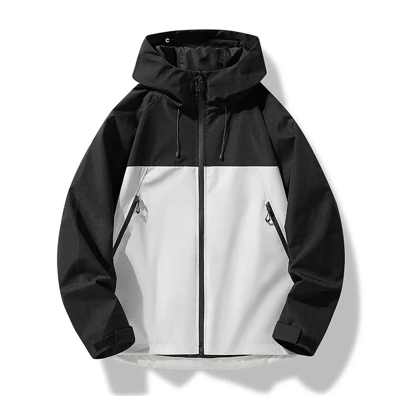 Finlay | All-Weather Shell Jacket with Adjustable Hood - Black and White