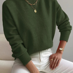 Lucinda | Refined Fitted Jumper with High Neck - Army Green