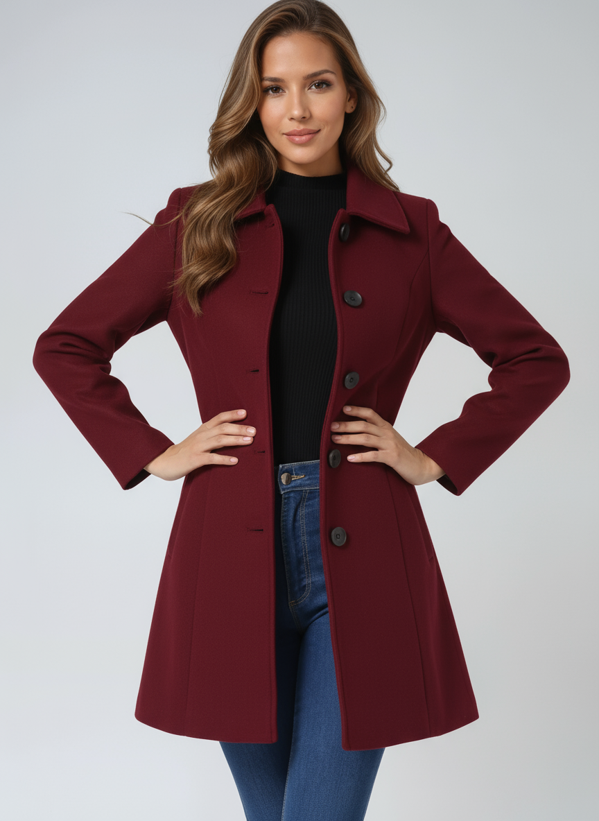 Rosamund coat in Dark Red