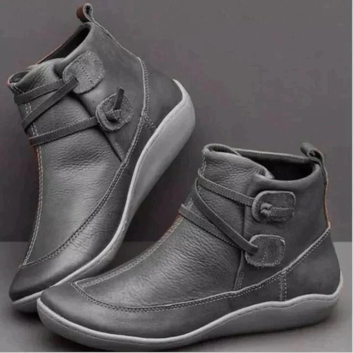Bryony | Cushioned Comfort Ankle Boots with Side Lacing - Grey